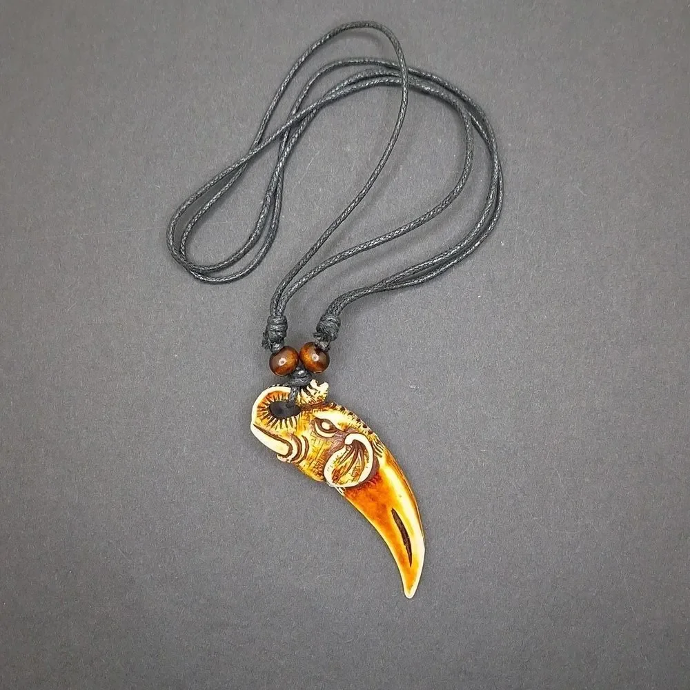 Elephant tooth pendant adjustable NECKLACE